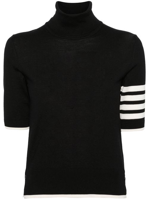 Maglione a collo alto nero con barre THOM BROWNE | FKA434DY1014001